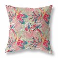 Homeroots 18 in. Tropical Indoor & Outdoor Throw Pillow Red & Gold 414174